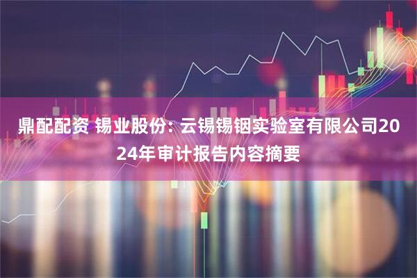 鼎配配资 锡业股份: 云锡锡铟实验室有限公司2024年审计报告内容摘要